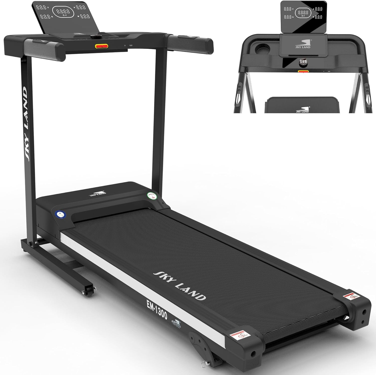 Treadmill for Home, Foldable Cardio Machine with 4 HP Peak Motor, Manual Incline Running Equipment, Bluetooth App Support, Compact Home Gym Fitness Treadmill for Indoor Use ?C EM-1300