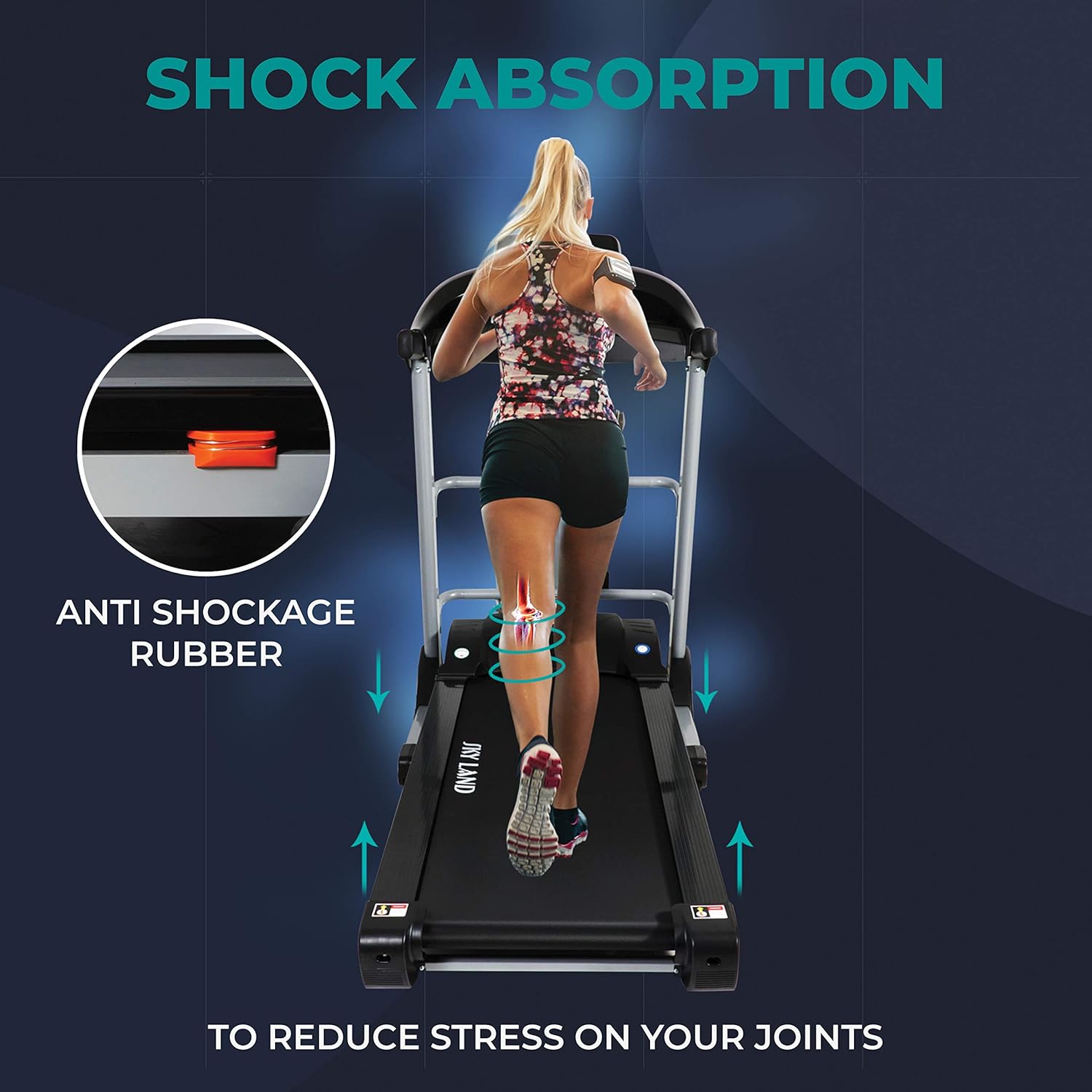 Foldable Treadmill | 5.5 HP Peak DC Motor, Built-in Massager & Bluetooth Speaker, Automatic 18% Incline | Home & Office Running Machine EM-1272 - Image 5