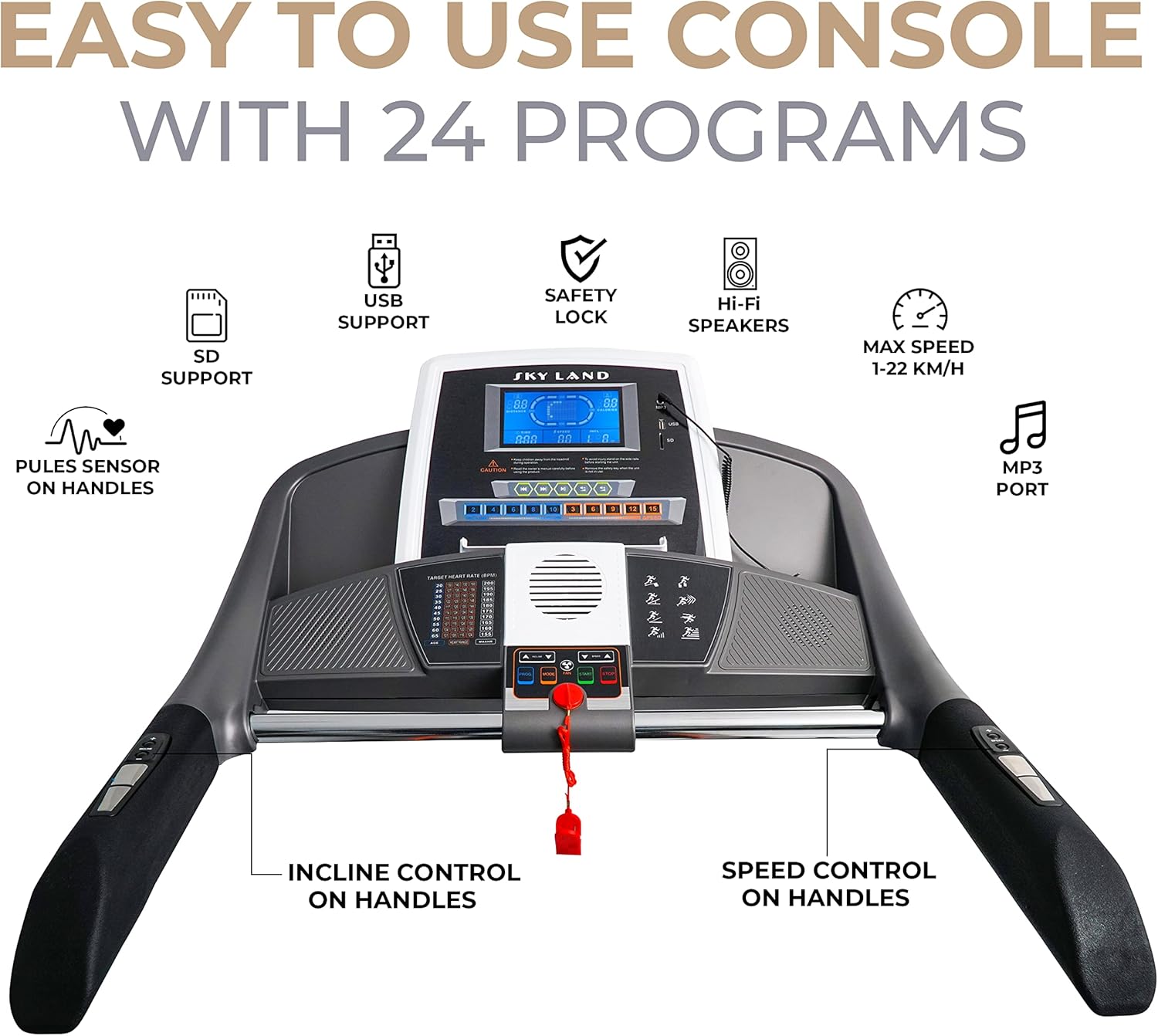 7 HP Peak Treadmill for Home Gym | Foldable Running Machine with 20-Level Auto Incline, Bluetooth Speaker, Built-In Fan, USB & SD Slot | Heavy-Duty 150 KG Capacity EM-1273 - Image 2