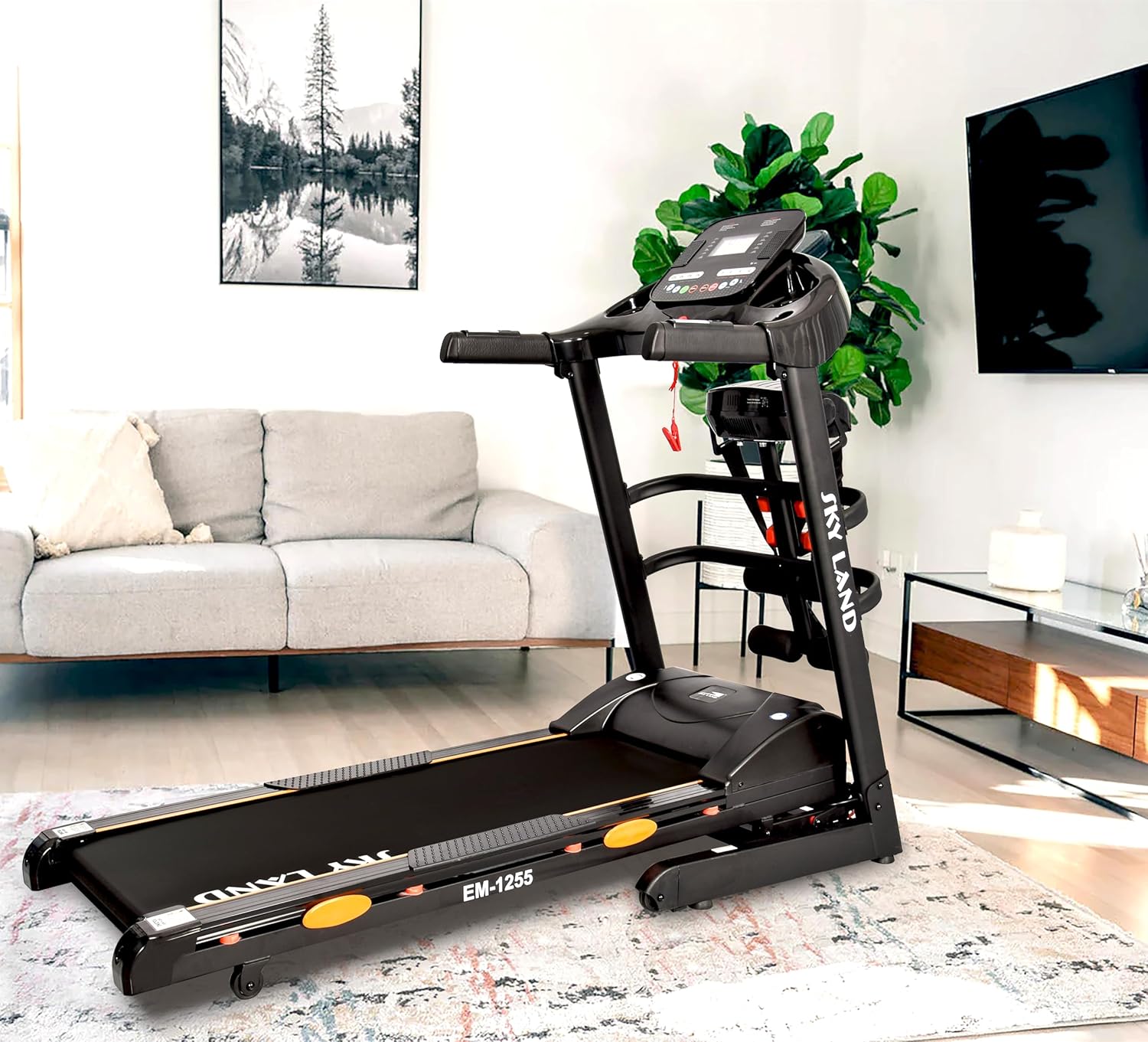 Treadmill 5HP Peak Motor Running Machine with Auto Incline, Foldable Treadmill for Home Gym, Bluetooth FitShow App, Massager & Dumbbells, 16 km/h Speed, 120kg Capacity EM-1255 - Image 9