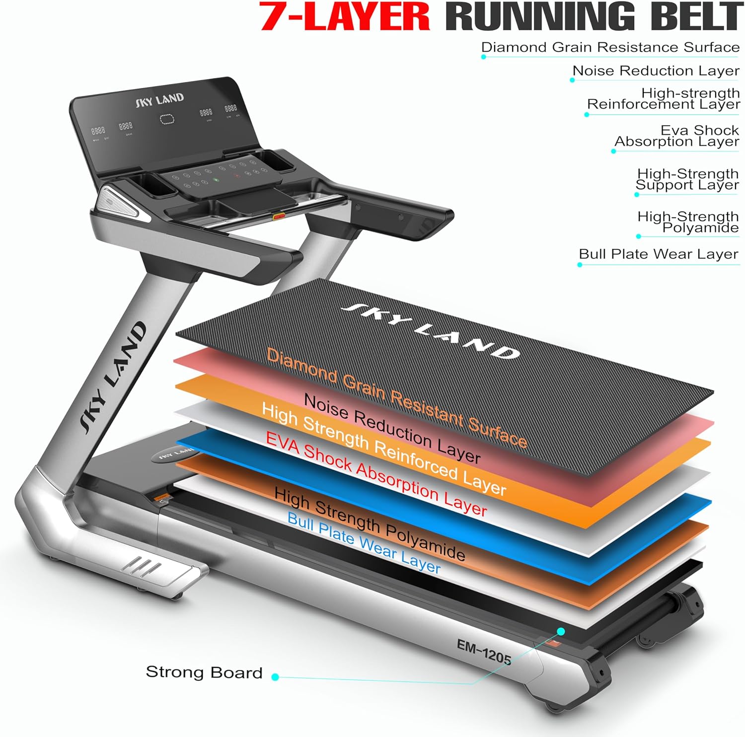 Treadmill Auto Incline Running Machine 5.0HP Peak Motor Bluetooth App Sync, Treadmill Foldable Design 130KG Capacity Wide Belt Home Gym Fitness EM-1205 - Image 3