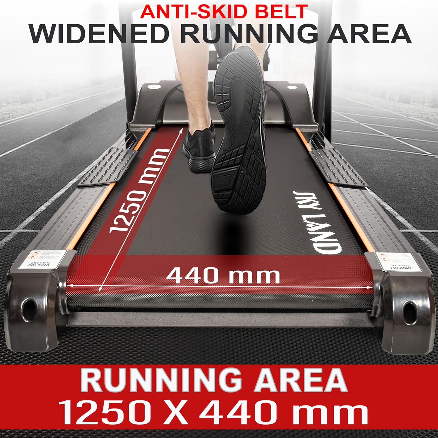 Treadmill 5HP Peak Motor Running Machine with Auto Incline, Foldable Treadmill for Home Gym, Bluetooth FitShow App, Massager & Dumbbells, 16 km/h Speed, 120kg Capacity EM-1255 - Image 8