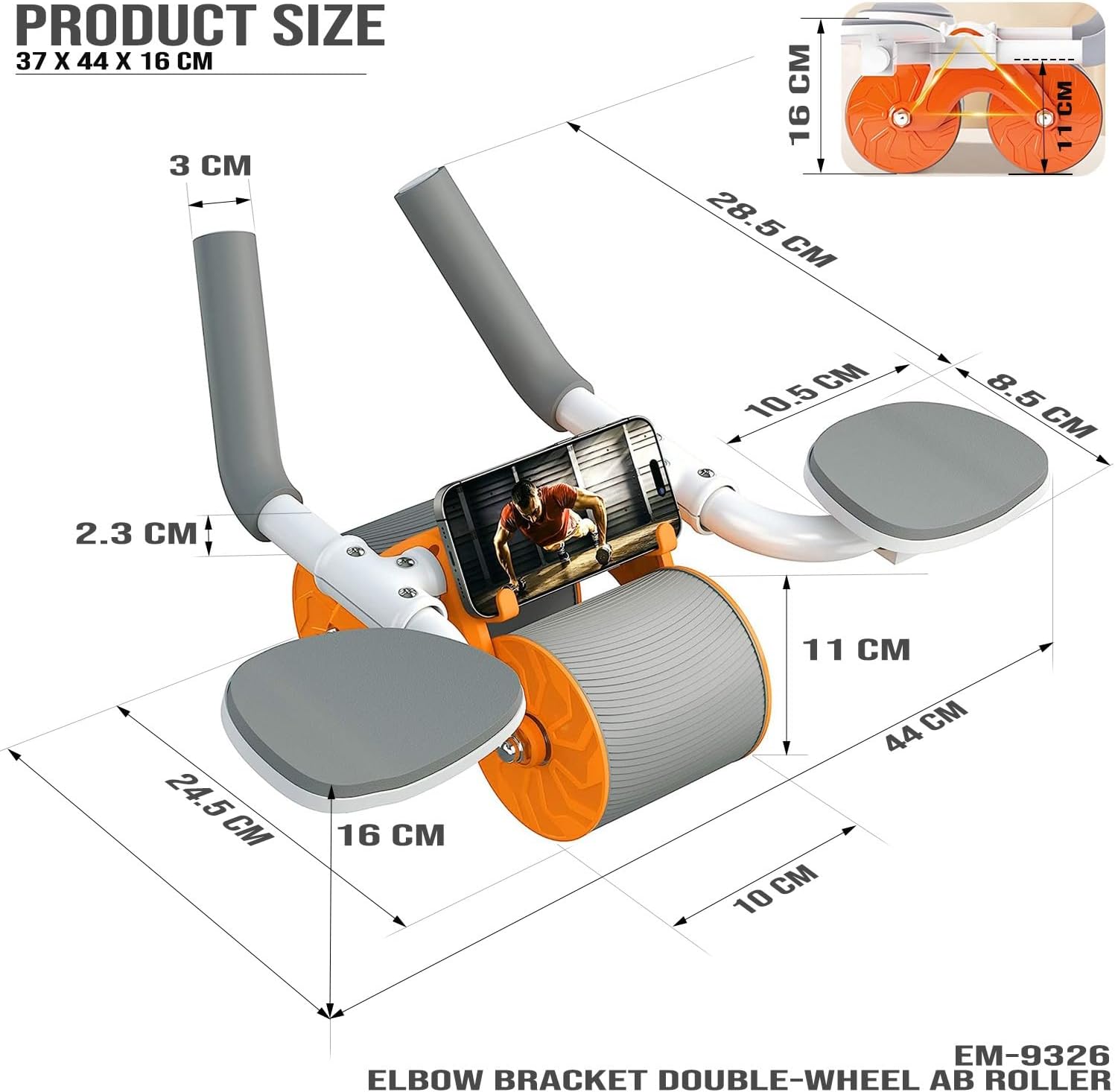 SKY LAND Ab Roller Wheel with Automatic Rebound & Elbow Support, Double Wheel Core Strength Trainer, Abdominal Workout Equipment for Home Fitness, Fat Burning & Core Training EM-9362 - Image 5